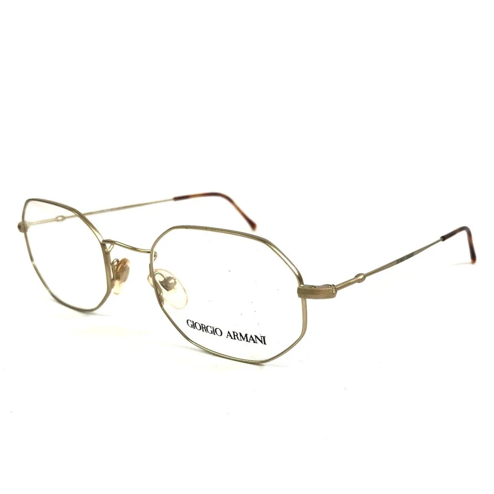 Vintage Giorgio Armani Eyeglasses Frames 227 703 Matte Gold Octagonal 49-20-140